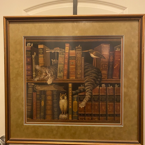 Wysoki Cat Sleeping on Books print - Picture 1 of 2